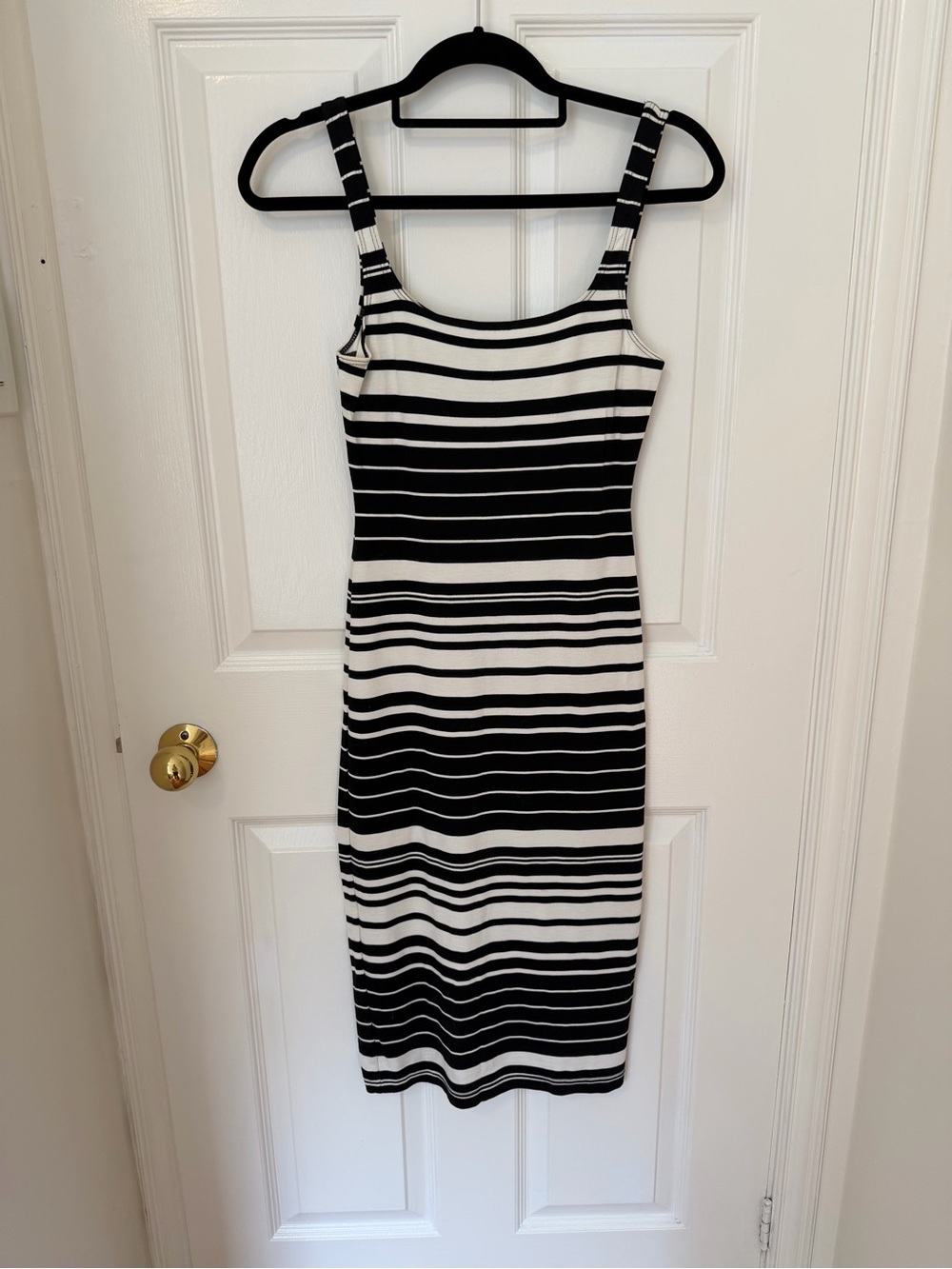 American Apparel Black and White Striped Tank Midi Dress